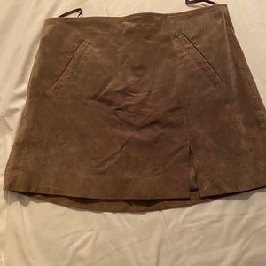 Blank NYC Taupe Suede Mini Skirt